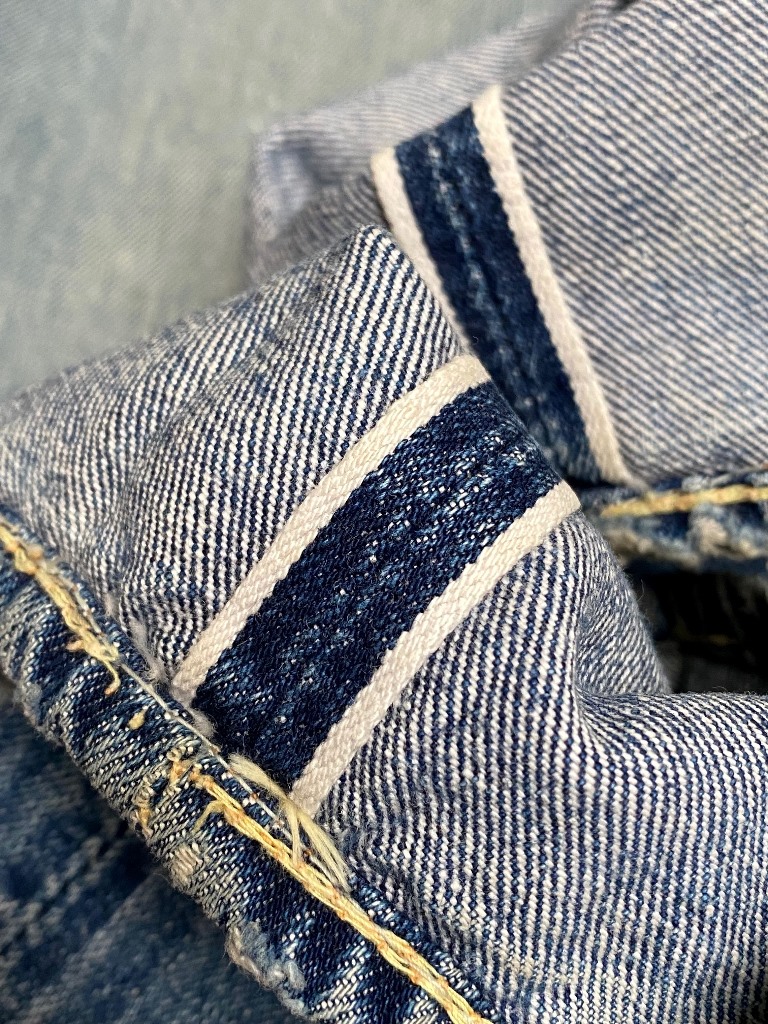 Levi’s 501s with red tab and selvedge seam 1950s close-up