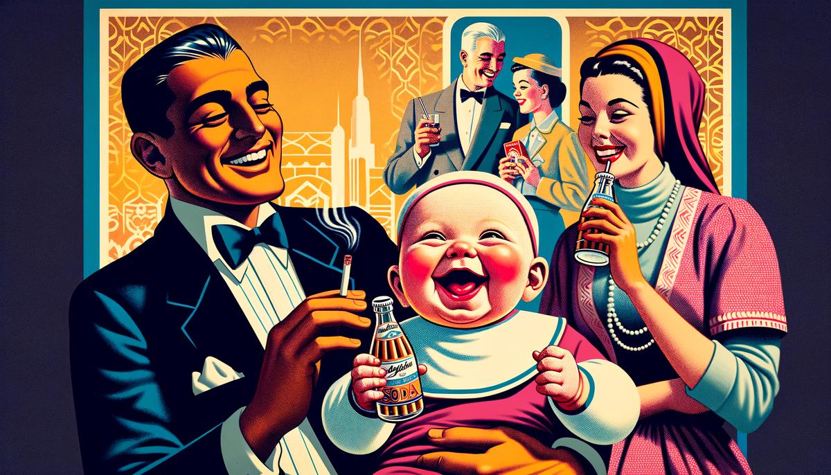 A 1950s advertisement featuring children promoting adult products
