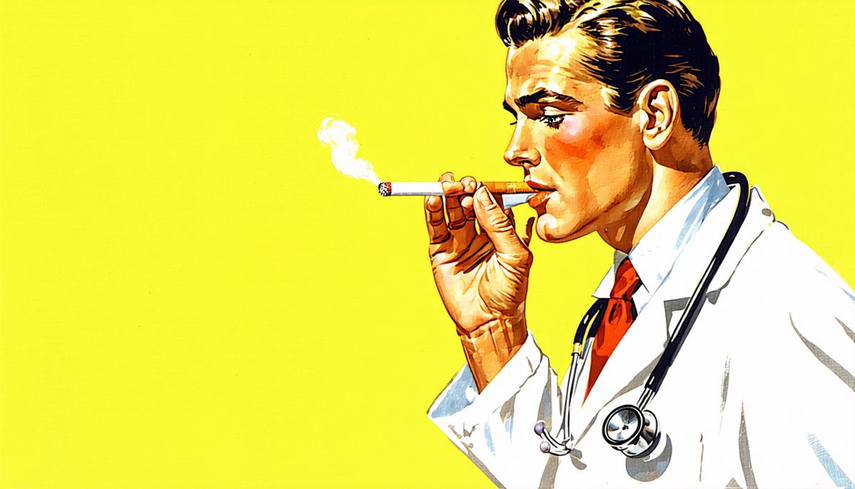 A 1950s cigarette advertisement featuring a doctor recommending a specific brand