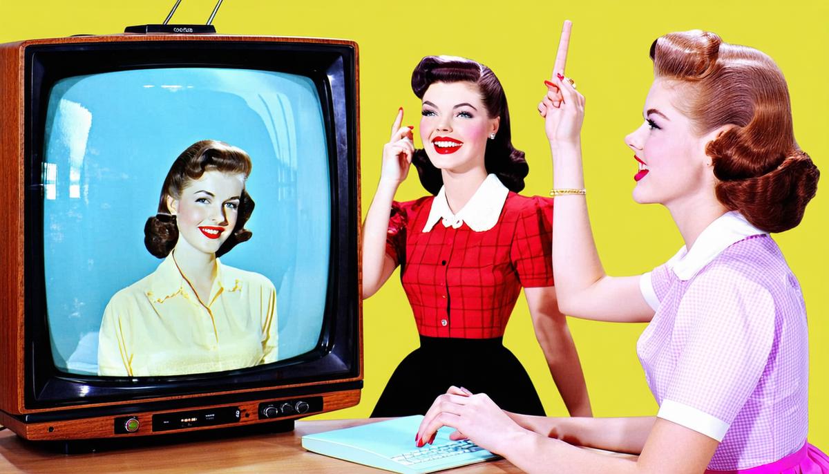 A 1950s concept of video calling transitioning to a modern video chat
