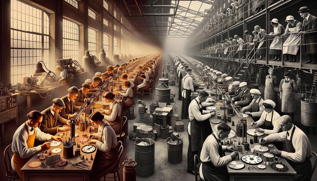 Comparison of 1920s radium dial painting and 1950s safe watch manufacturing