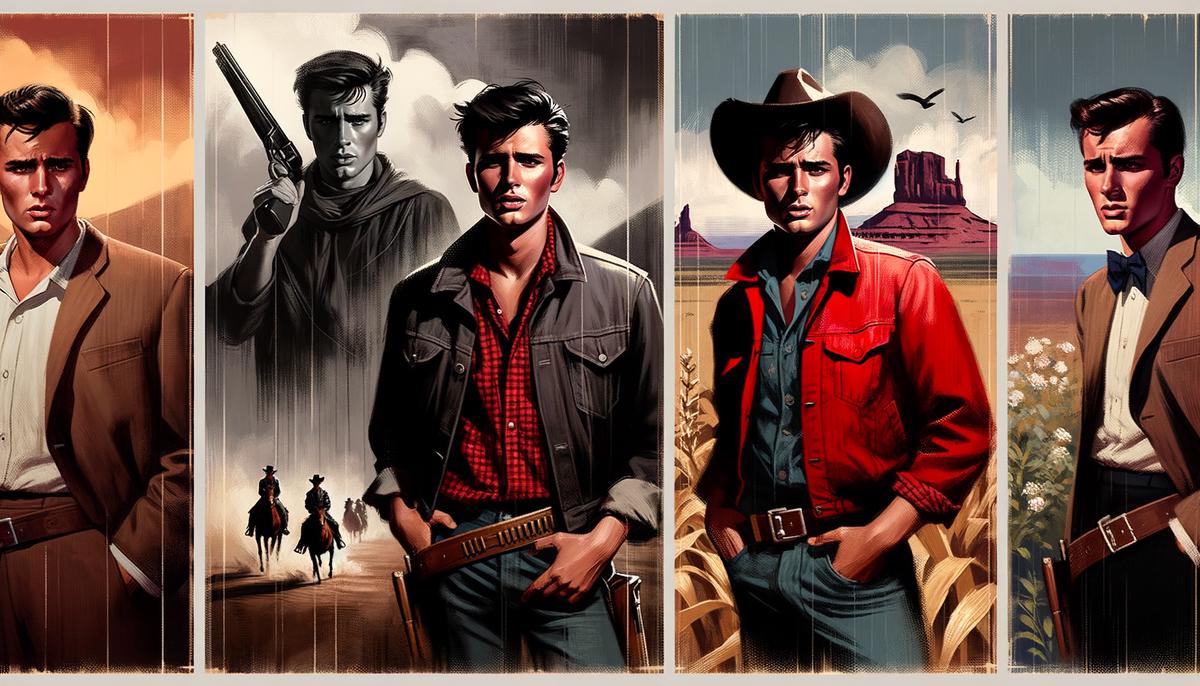 A triptych of James Dean in his three major film roles