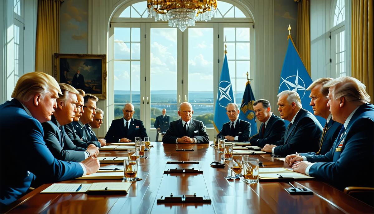 Eisenhower in a meeting with NATO leaders discussing strategy