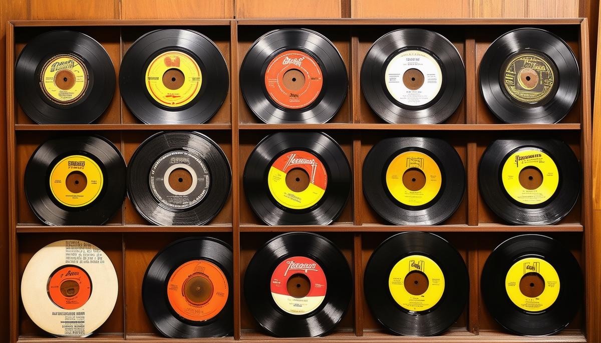 A collection of rare Elvis Presley Sun Records vinyl records displayed in pristine condition