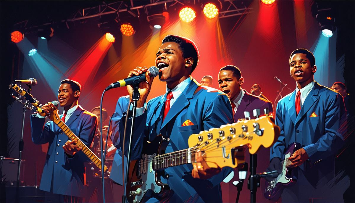 Frankie Lymon and The Teenagers performing on stage