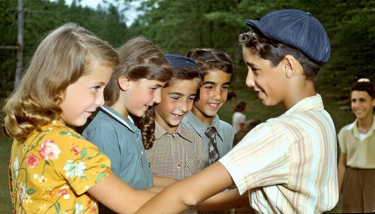 Children at a 1950s Jewish summer camp forming friendships