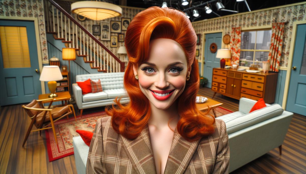 Lucille Ball as Lucy Ricardo in her iconic 1950s apartment living room