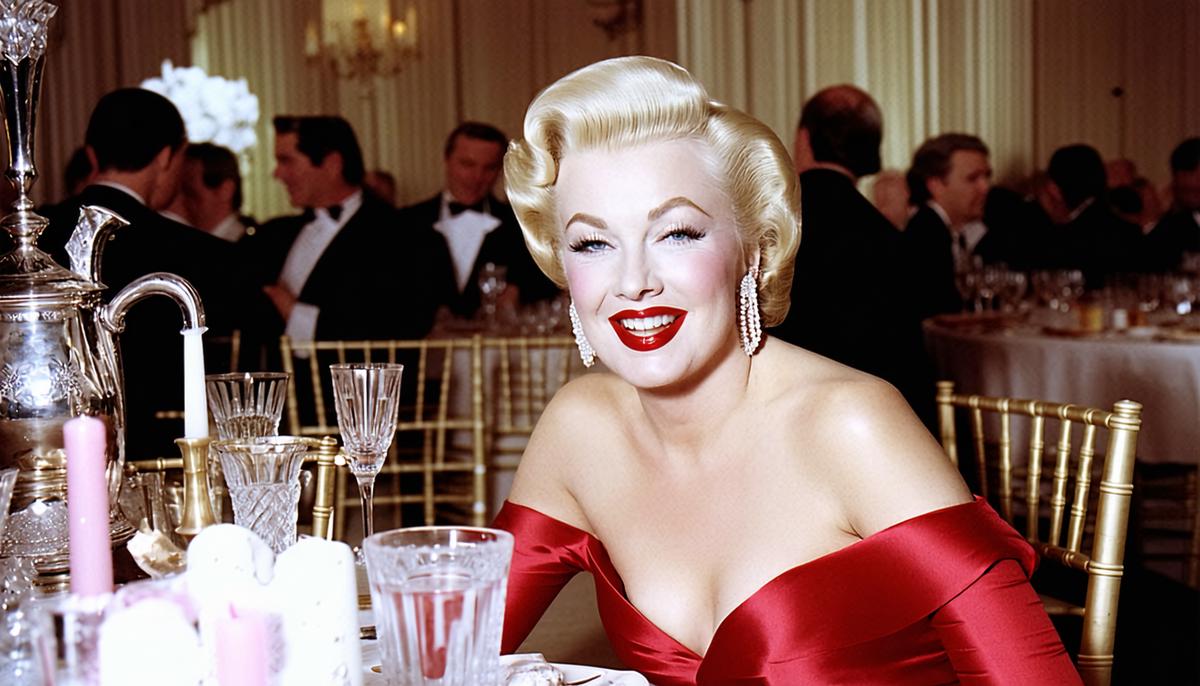 Magda Gabor hosting an elegant Hollywood party in the 1950s