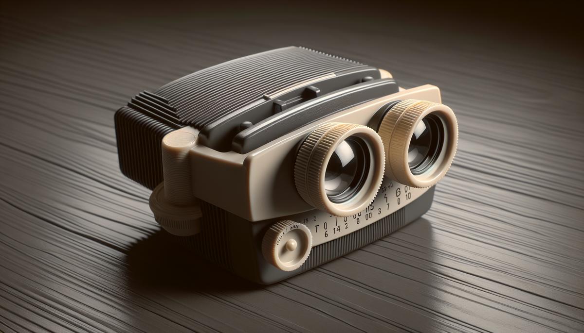 The original View-Master Model A made of Kodak Tenite plastic, showcasing its innovative design from the 1930s